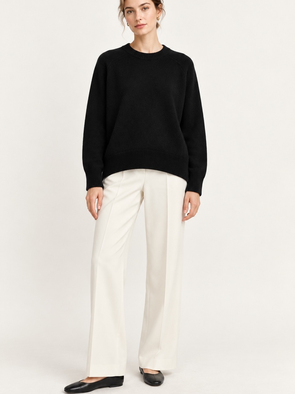 Naked Cashmere 100% Cashmere Black Crewneck Women’s Sweater Minimalist Luxury M